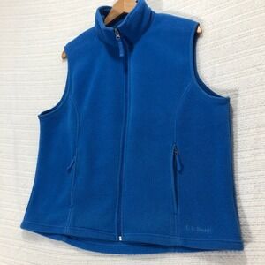 L.L. Bean Fleece Vest Full Zip Pockets Sleeveless‎ Outdoor Active Blue Large